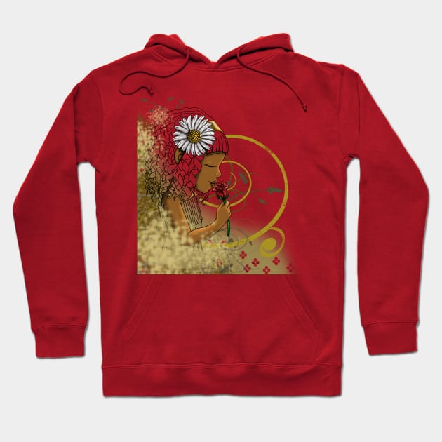 African American Girl and Rose Hoodie by treasured-gift